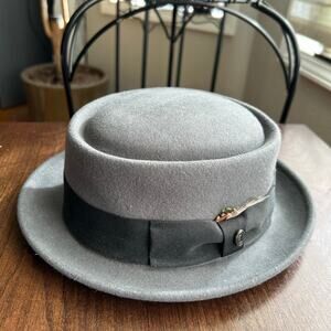 Jaxon Crushable Wool Pork Pie Hat in grey small